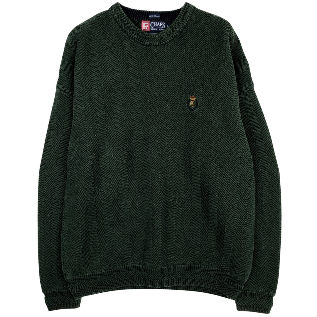 Ralph Lauren CHAPS Herringbone Cotton Knit Sweater Men's XL cotton green type Vintage Second Hand