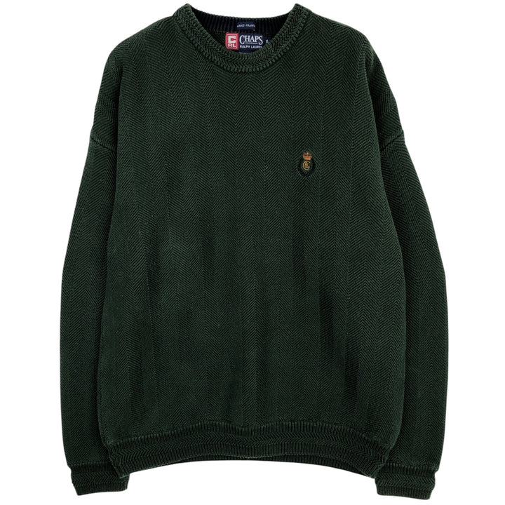 Ralph Lauren CHAPS Herringbone Cotton Knit Sweater Men's XL cotton green type Vintage Second Hand