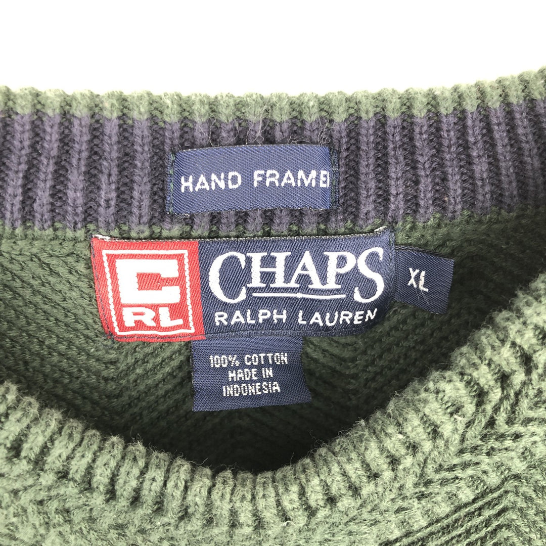 Ralph Lauren CHAPS Herringbone Cotton Knit Sweater Men's XL cotton green type Vintage Second Hand