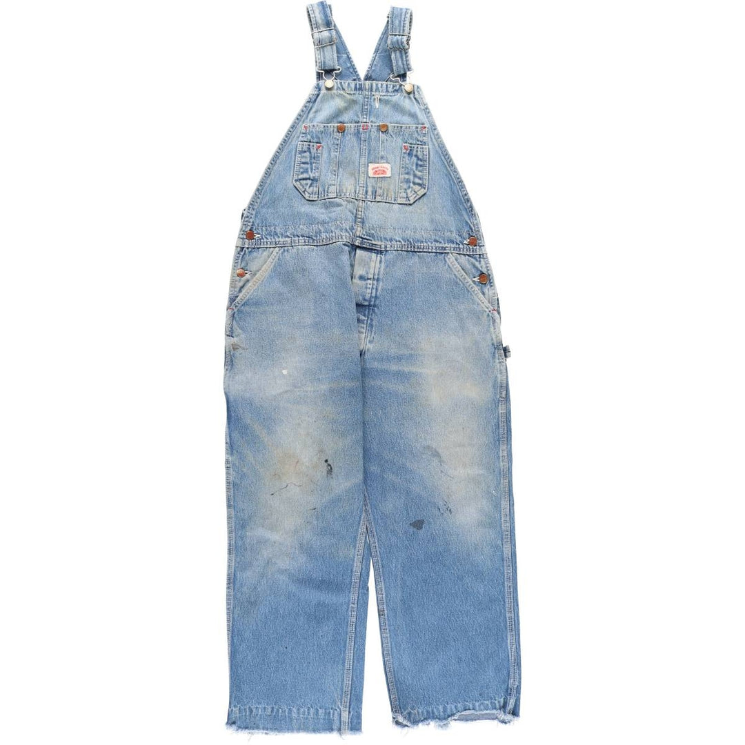 Round House Cut-Off Denim Overalls, Made in USA, Men's Size W39 unclear blue type Vintage Second Hand