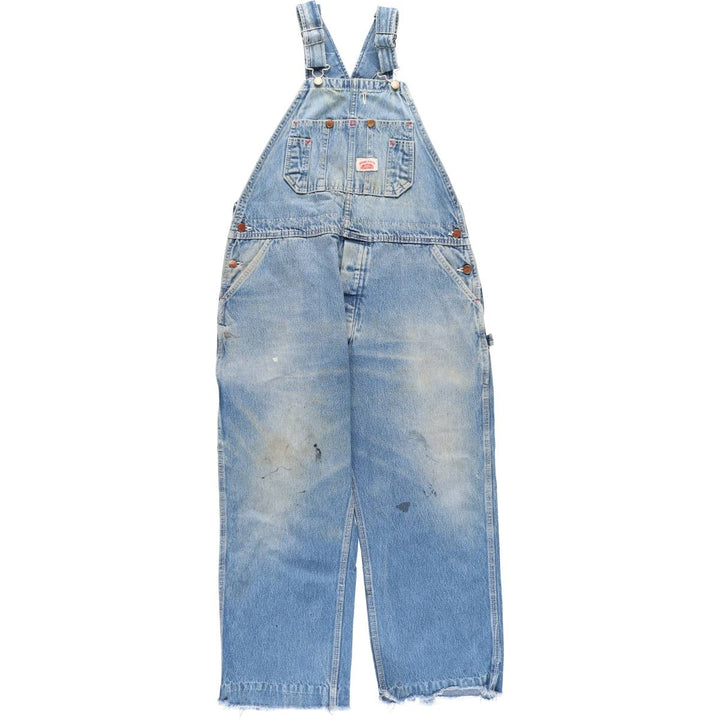 Round House Cut-Off Denim Overalls, Made in USA, Men's Size W39 unclear blue type Vintage Second Hand