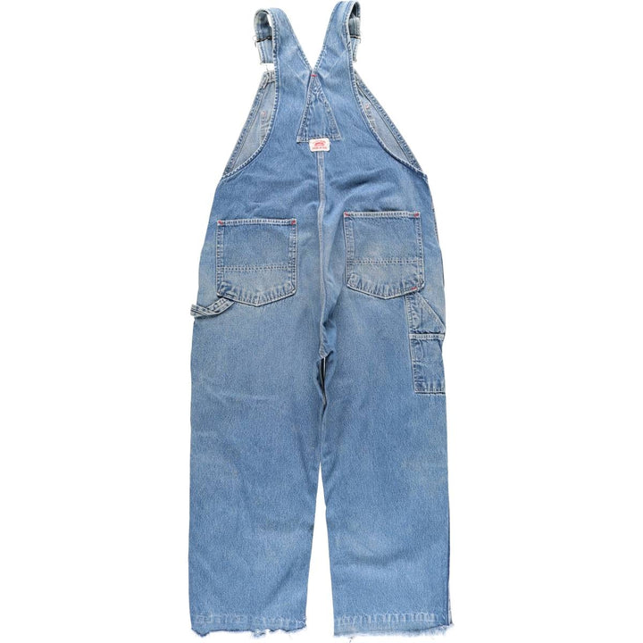 Round House Cut-Off Denim Overalls, Made in USA, Men's Size W39 unclear blue type Vintage Second Hand