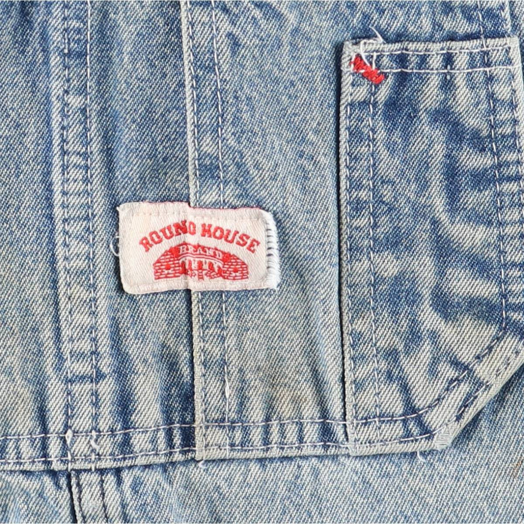 Round House Cut-Off Denim Overalls, Made in USA, Men's Size W39 unclear blue type Vintage Second Hand