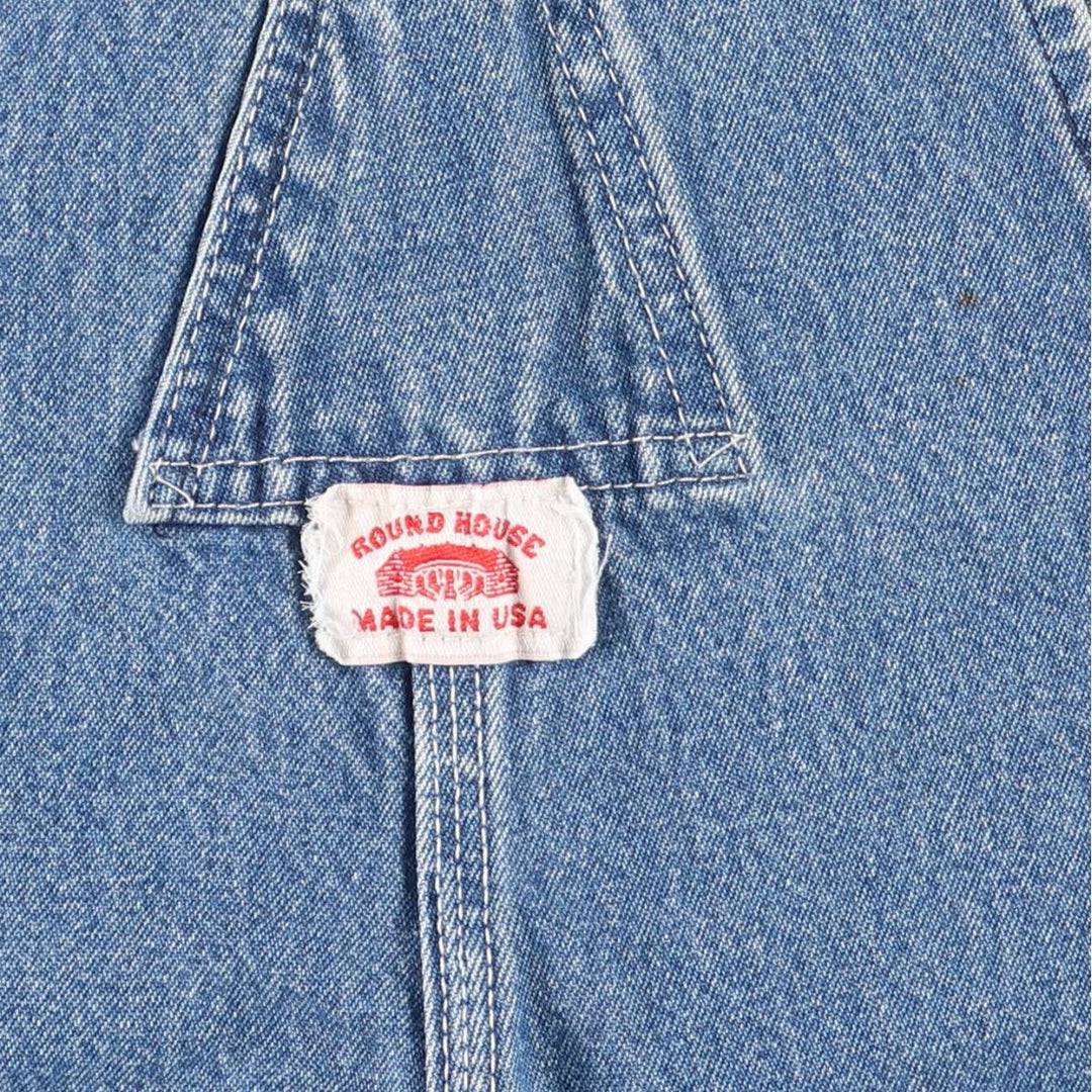 Round House Cut-Off Denim Overalls, Made in USA, Men's Size W39 unclear blue type Vintage Second Hand