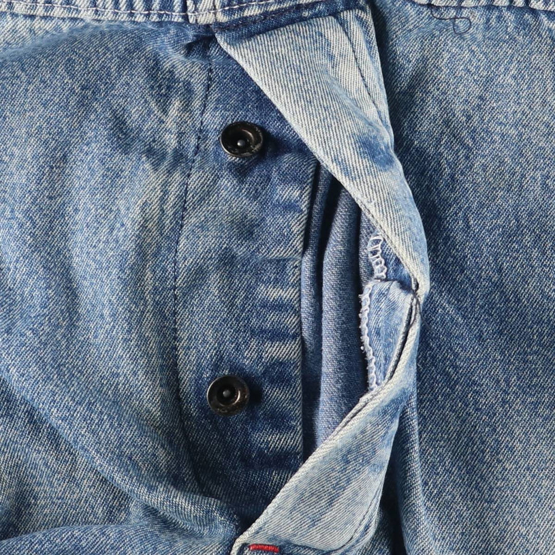 Round House Cut-Off Denim Overalls, Made in USA, Men's Size W39 unclear blue type Vintage Second Hand