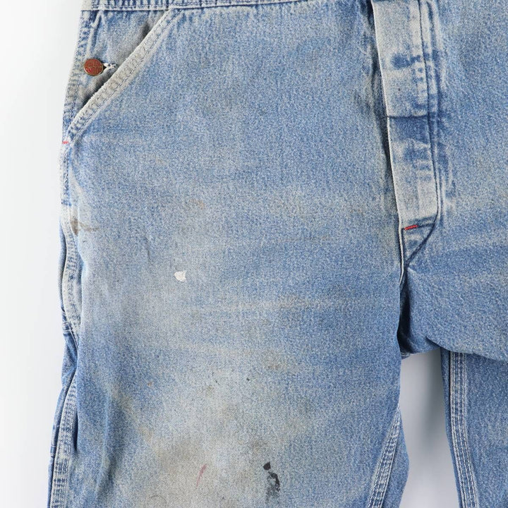 Round House Cut-Off Denim Overalls, Made in USA, Men's Size W39 unclear blue type Vintage Second Hand
