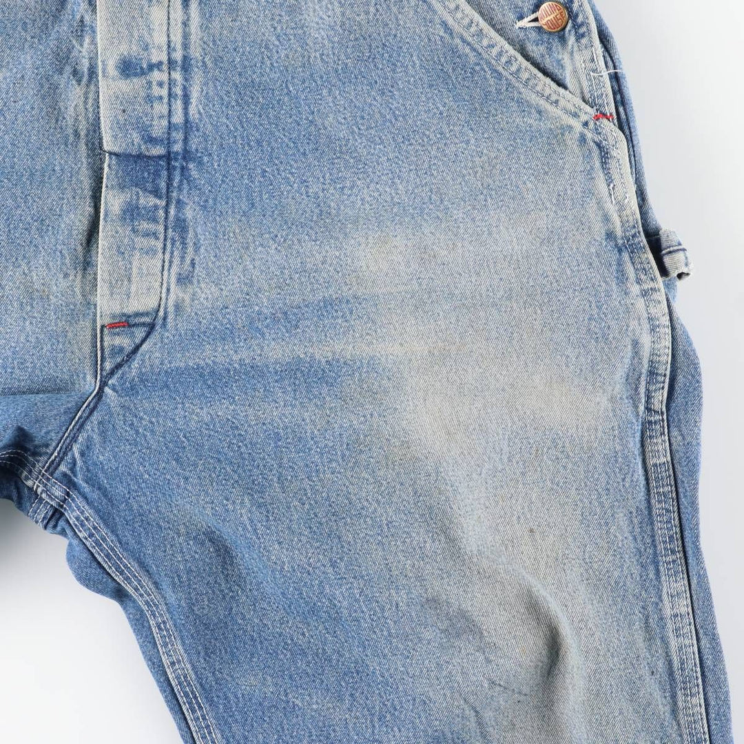 Round House Cut-Off Denim Overalls, Made in USA, Men's Size W39 unclear blue type Vintage Second Hand