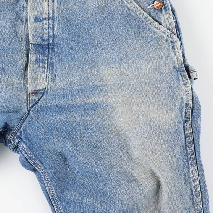 Round House Cut-Off Denim Overalls, Made in USA, Men's Size W39 unclear blue type Vintage Second Hand
