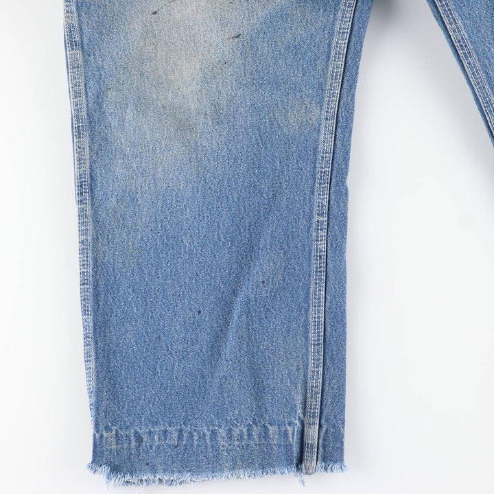 Round House Cut-Off Denim Overalls, Made in USA, Men's Size W39 unclear blue type Vintage Second Hand