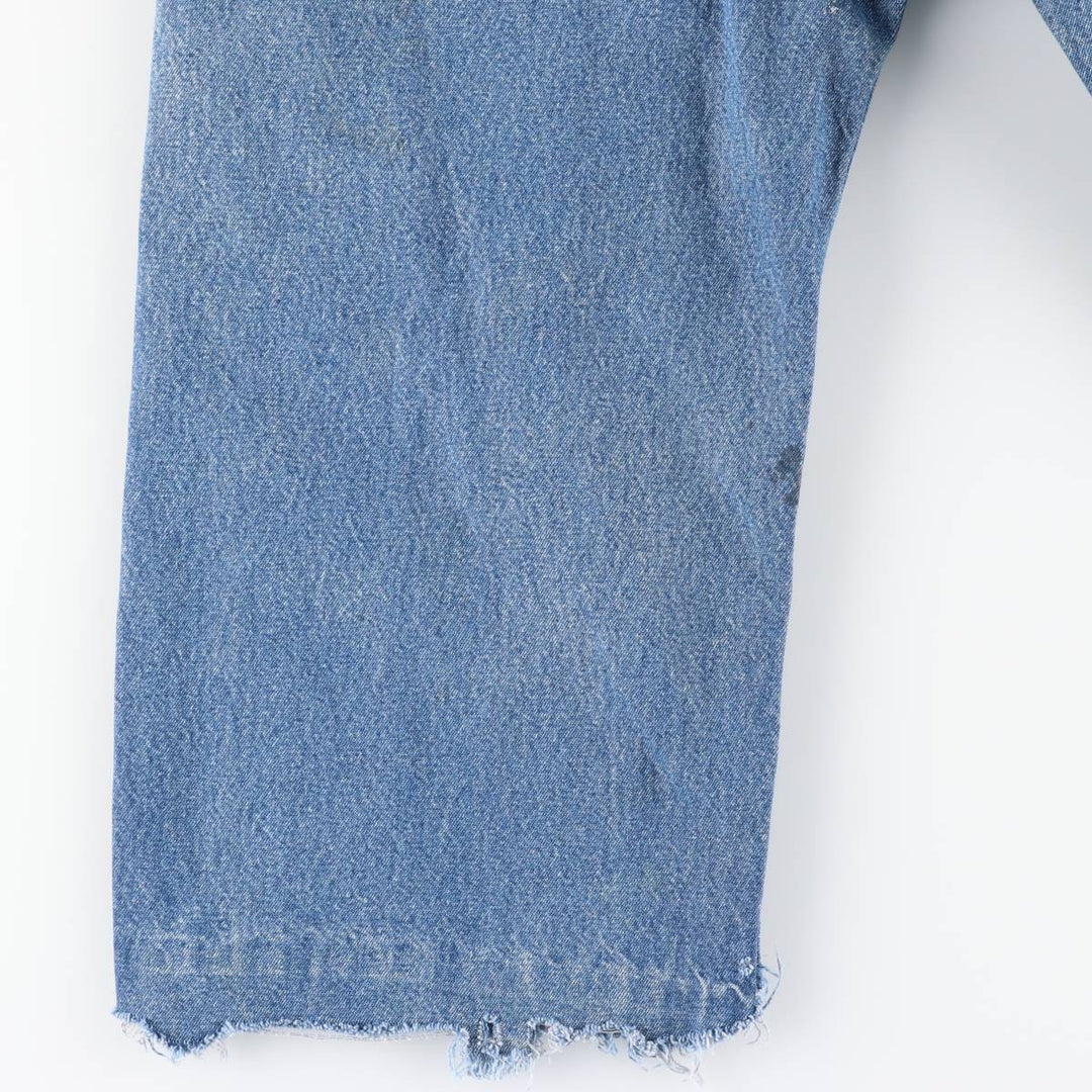 Round House Cut-Off Denim Overalls, Made in USA, Men's Size W39 unclear blue type Vintage Second Hand