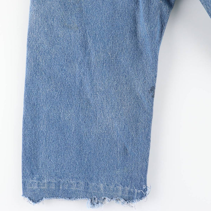 Round House Cut-Off Denim Overalls, Made in USA, Men's Size W39 unclear blue type Vintage Second Hand