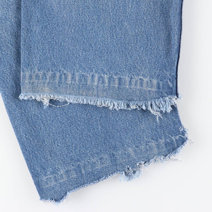 Round House Cut-Off Denim Overalls, Made in USA, Men's Size W39 unclear blue type Vintage Second Hand