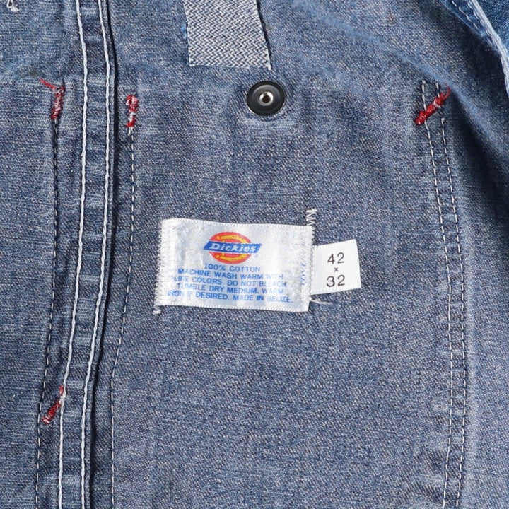 Big size 90'S Dickies denim overalls, men's size W41 equivalent, vintage. cotton blue type Vintage Second Hand
