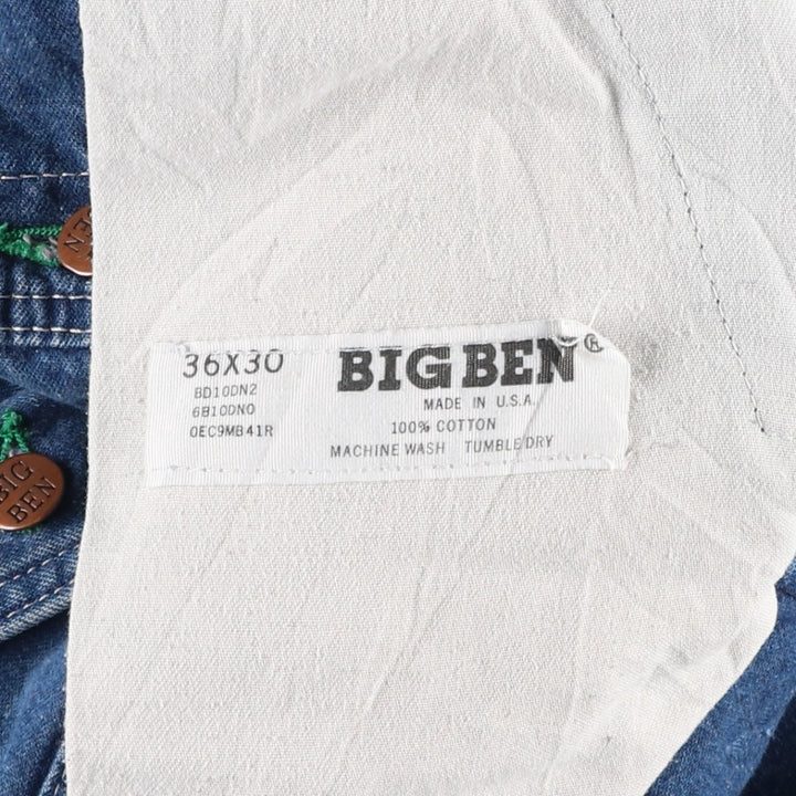 80s-90'S Big Ben denim overalls, made in USA, men's size W37 (approx.), vintage. cotton blue type Vintage Second Hand
