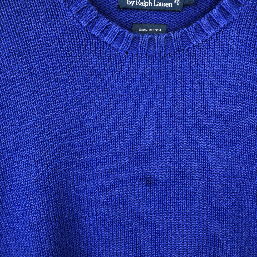 Ralph Lauren POLO by Ralph Lauren One-Point Cotton Knit Sweater, Men's Size L cotton blue type Vintage Second Hand
