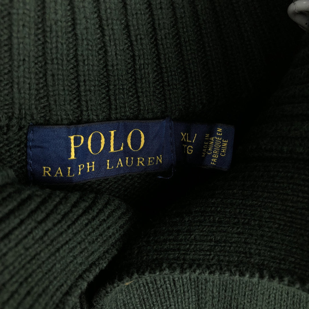 Ralph Lauren POLO by Ralph Lauren half-button cotton knit sweater, men's size XL cotton green type Vintage Second Hand
