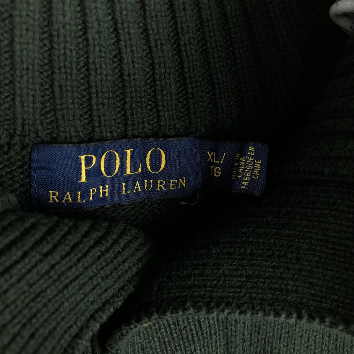 Ralph Lauren POLO by Ralph Lauren half-button cotton knit sweater, men's size XL cotton green type Vintage Second Hand
