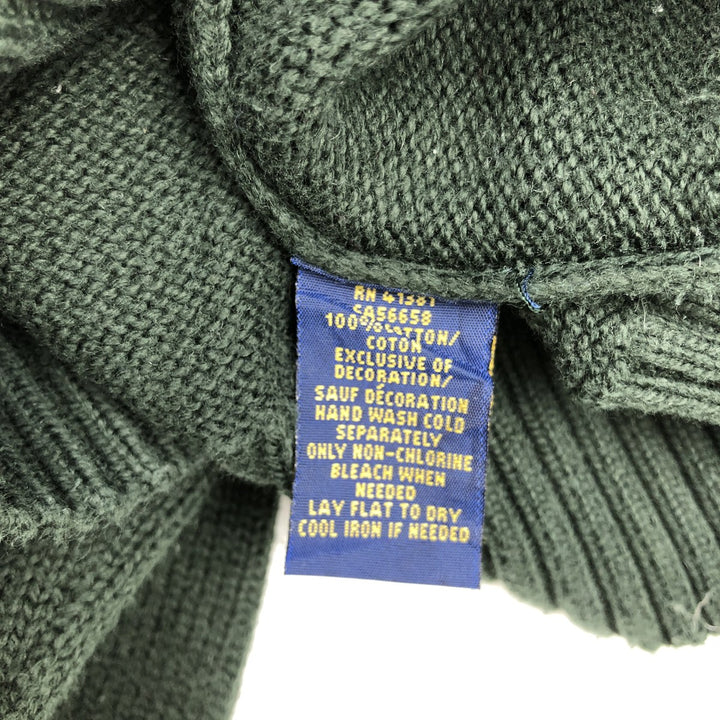 Ralph Lauren POLO by Ralph Lauren half-button cotton knit sweater, men's size XL cotton green type Vintage Second Hand