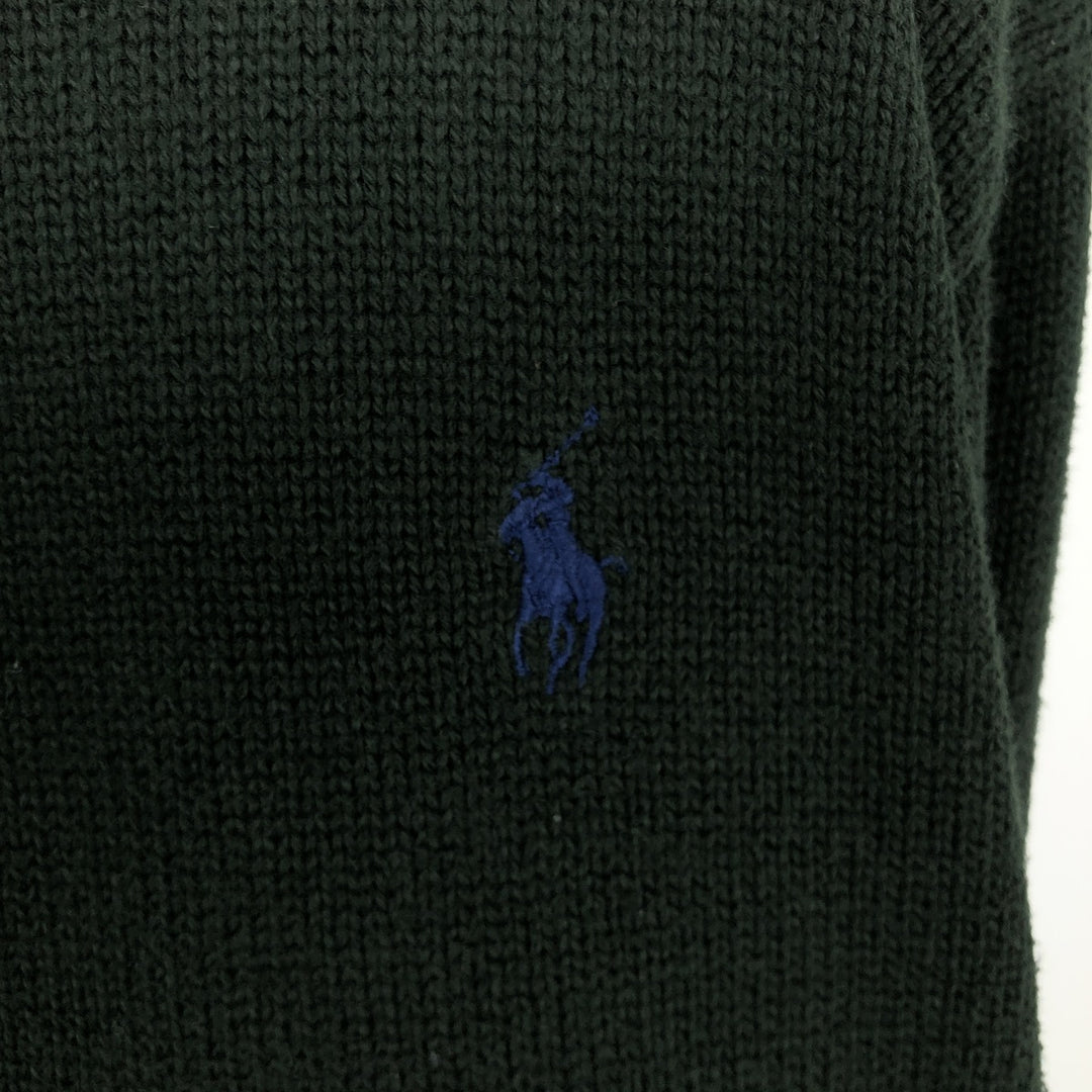 Ralph Lauren POLO by Ralph Lauren half-button cotton knit sweater, men's size XL cotton green type Vintage Second Hand
