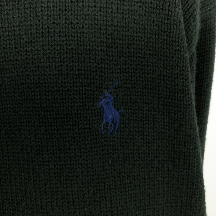 Ralph Lauren POLO by Ralph Lauren half-button cotton knit sweater, men's size XL cotton green type Vintage Second Hand