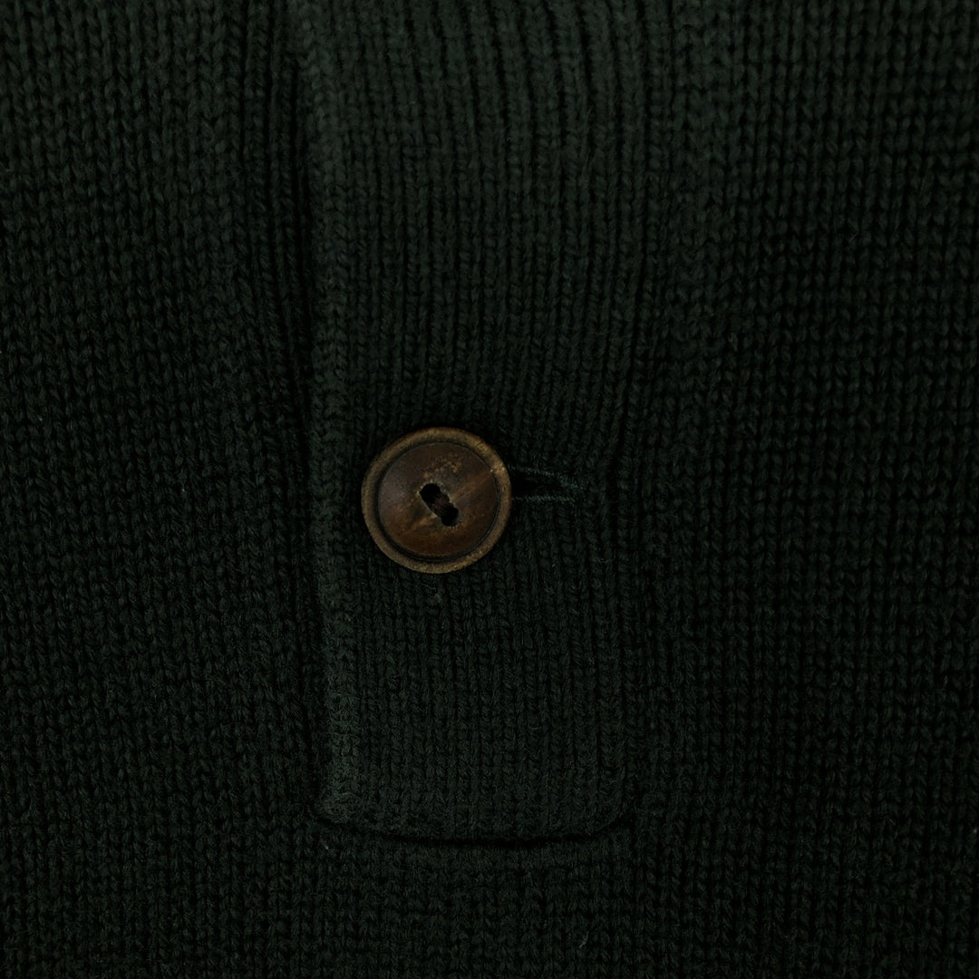 Ralph Lauren POLO by Ralph Lauren half-button cotton knit sweater, men's size XL cotton green type Vintage Second Hand