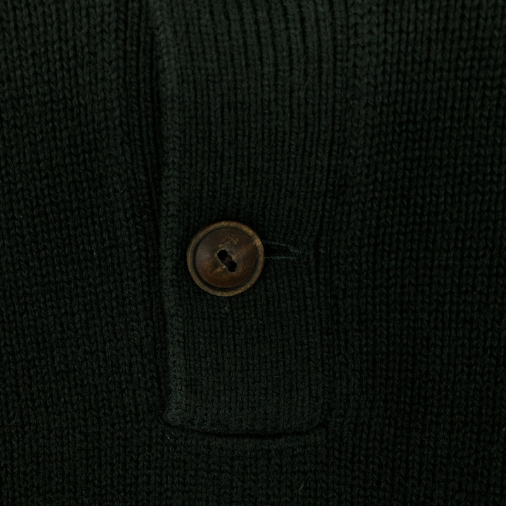 Ralph Lauren POLO by Ralph Lauren half-button cotton knit sweater, men's size XL cotton green type Vintage Second Hand