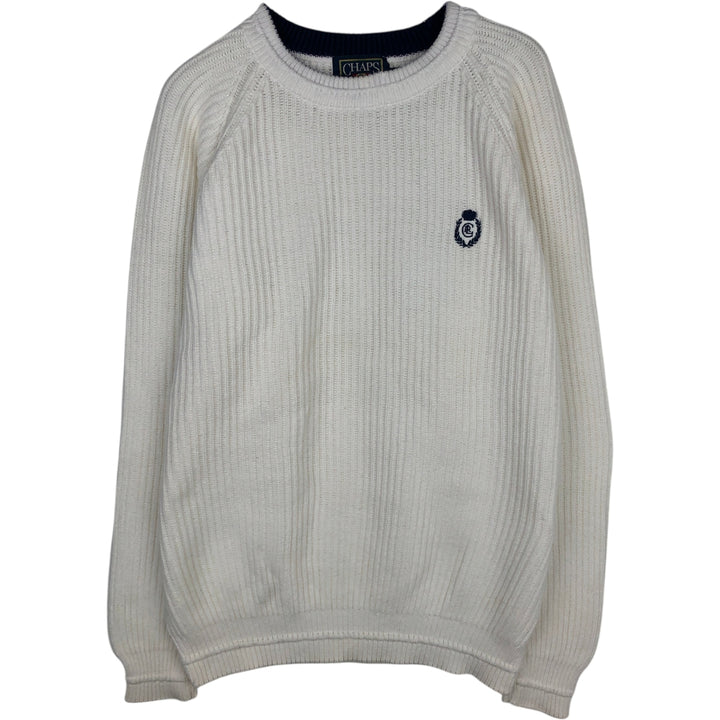 Ralph Lauren Chaps ribbed cotton knit sweater, size M, men's cotton white type Vintage Second Hand