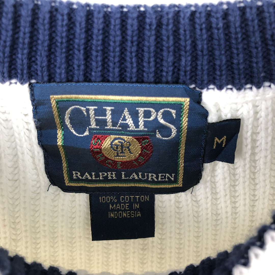 Ralph Lauren Chaps ribbed cotton knit sweater, size M, men's cotton white type Vintage Second Hand