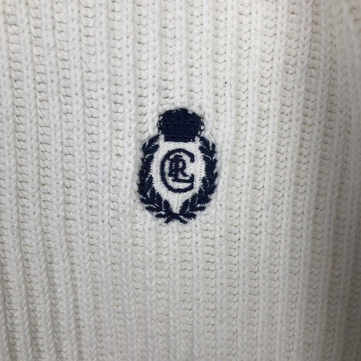 Ralph Lauren Chaps ribbed cotton knit sweater, size M, men's cotton white type Vintage Second Hand