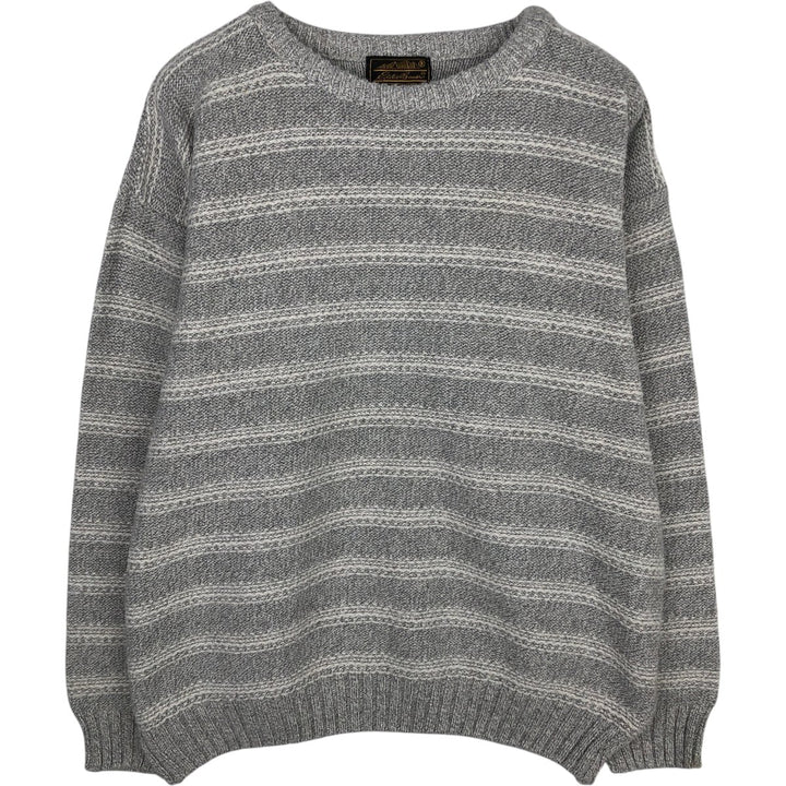 Vintage 80s-90'S Eddie Bauer black tag striped cotton knit sweater, made in the USA, size L, men's cotton gray type Vintage Second Hand
