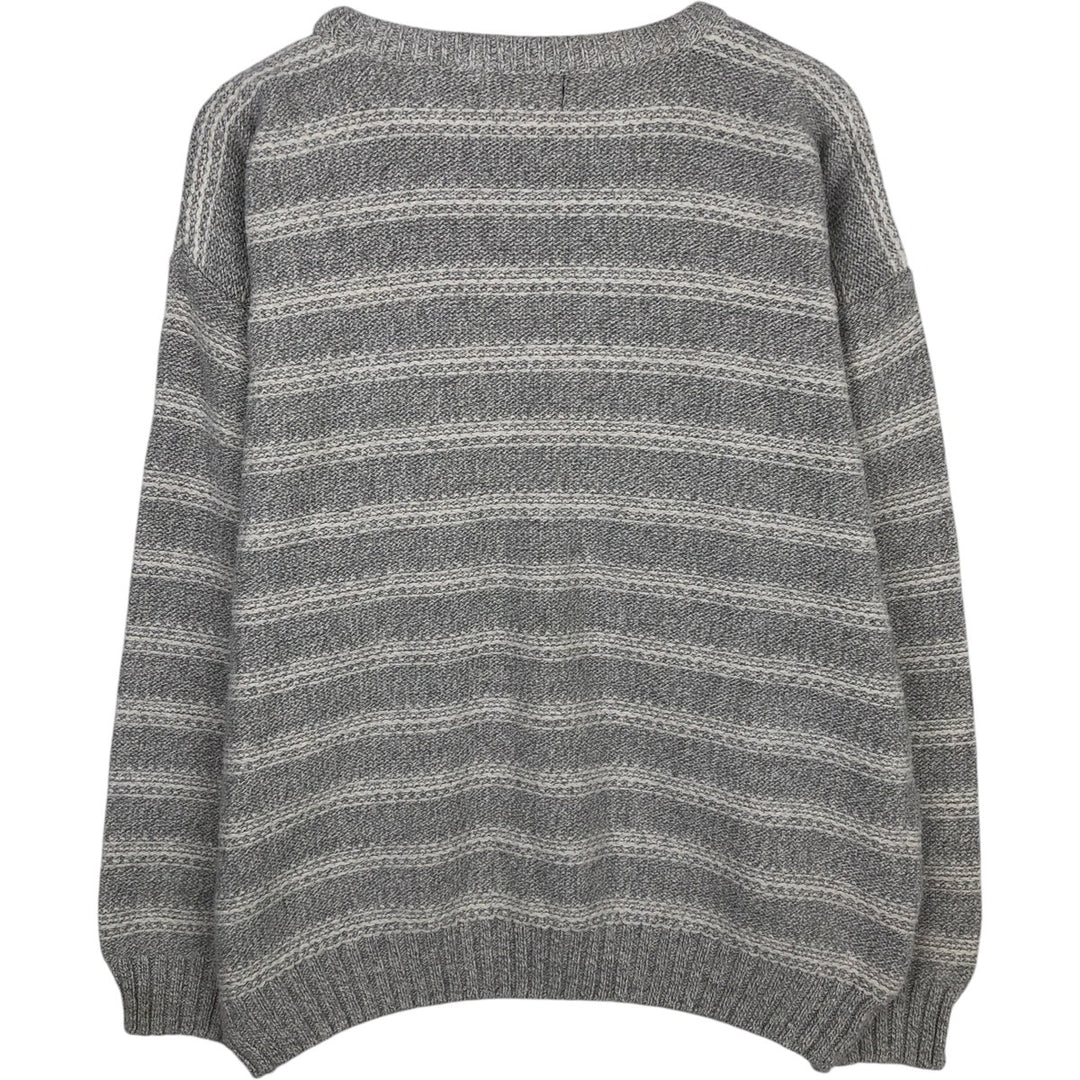 Vintage 80s-90'S Eddie Bauer black tag striped cotton knit sweater, made in the USA, size L, men's cotton gray type Vintage Second Hand