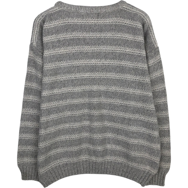 Vintage 80s-90'S Eddie Bauer black tag striped cotton knit sweater, made in the USA, size L, men's cotton gray type Vintage Second Hand
