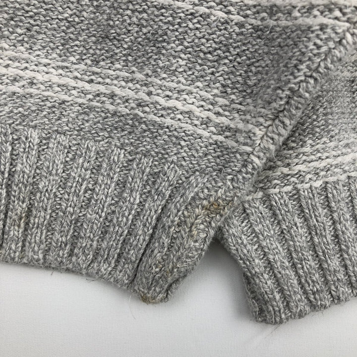 Vintage 80s-90'S Eddie Bauer black tag striped cotton knit sweater, made in the USA, size L, men's cotton gray type Vintage Second Hand