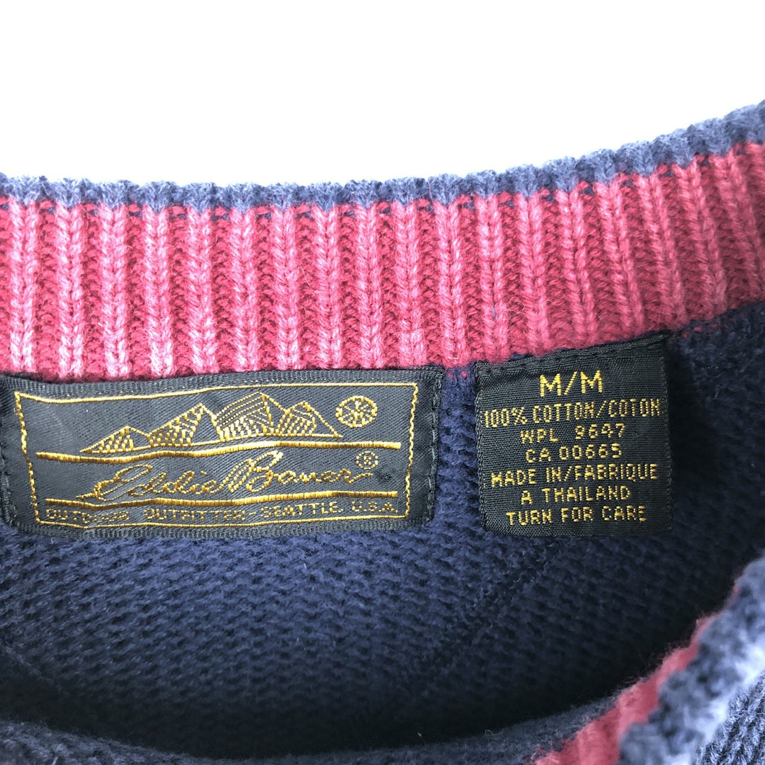 Vintage 90'S Eddie Bauer cotton knit sweater with black tag, size M, men's cotton navy blue type Vintage Second Hand