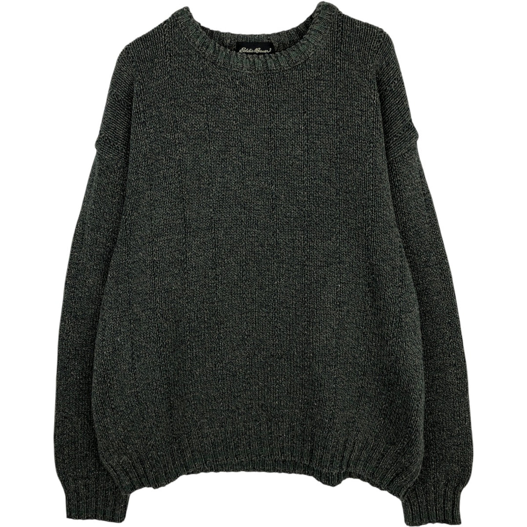 Eddie Bauer Cotton Knit Sweater, Made in USA, Men's Size L cotton Charcoal Vintage Second Hand
