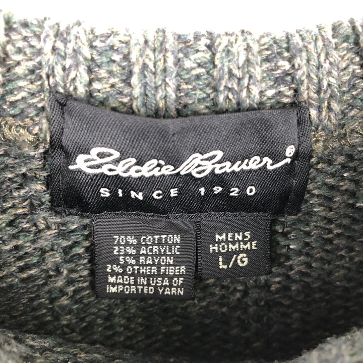 Eddie Bauer Cotton Knit Sweater, Made in USA, Men's Size L cotton Charcoal Vintage Second Hand