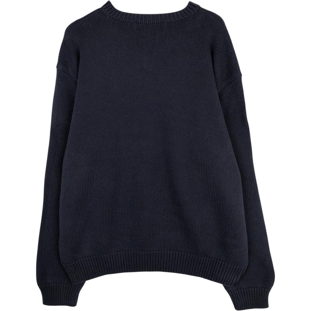 Ralph Lauren POLO by Ralph Lauren V-neck cotton knit sweater, men's XL size cotton navy blue type Vintage Second Hand