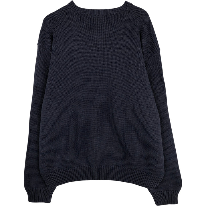 Ralph Lauren POLO by Ralph Lauren V-neck cotton knit sweater, men's XL size cotton navy blue type Vintage Second Hand