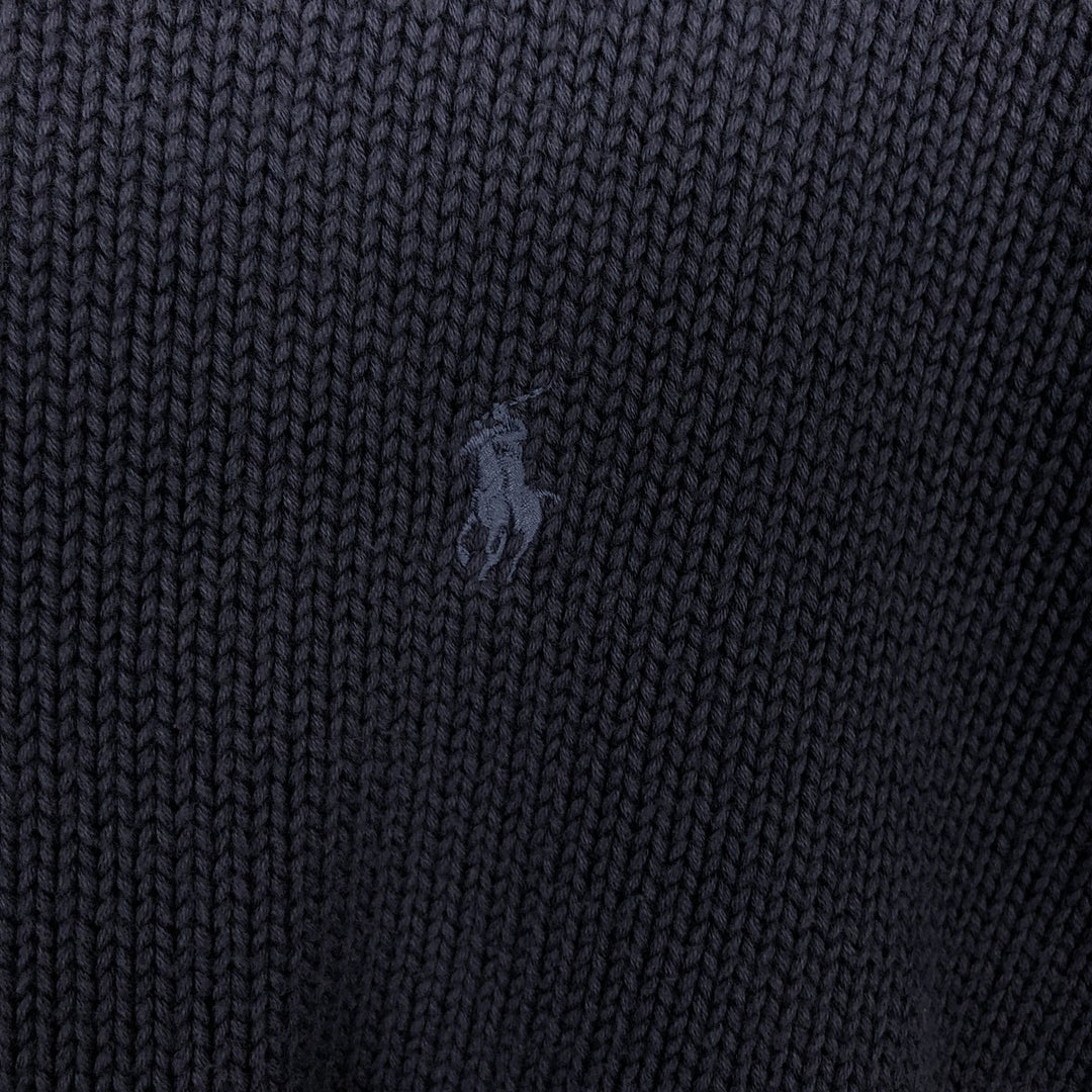 Ralph Lauren POLO by Ralph Lauren V-neck cotton knit sweater, men's XL size cotton navy blue type Vintage Second Hand