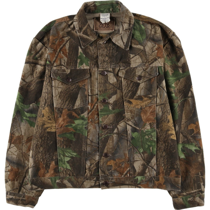 Wrangler Outdoor Gear Camouflage Pattern Realtree Camo Denim Jacket, Men's Size Large, Vintage cotton brown type Vintage Second Hand