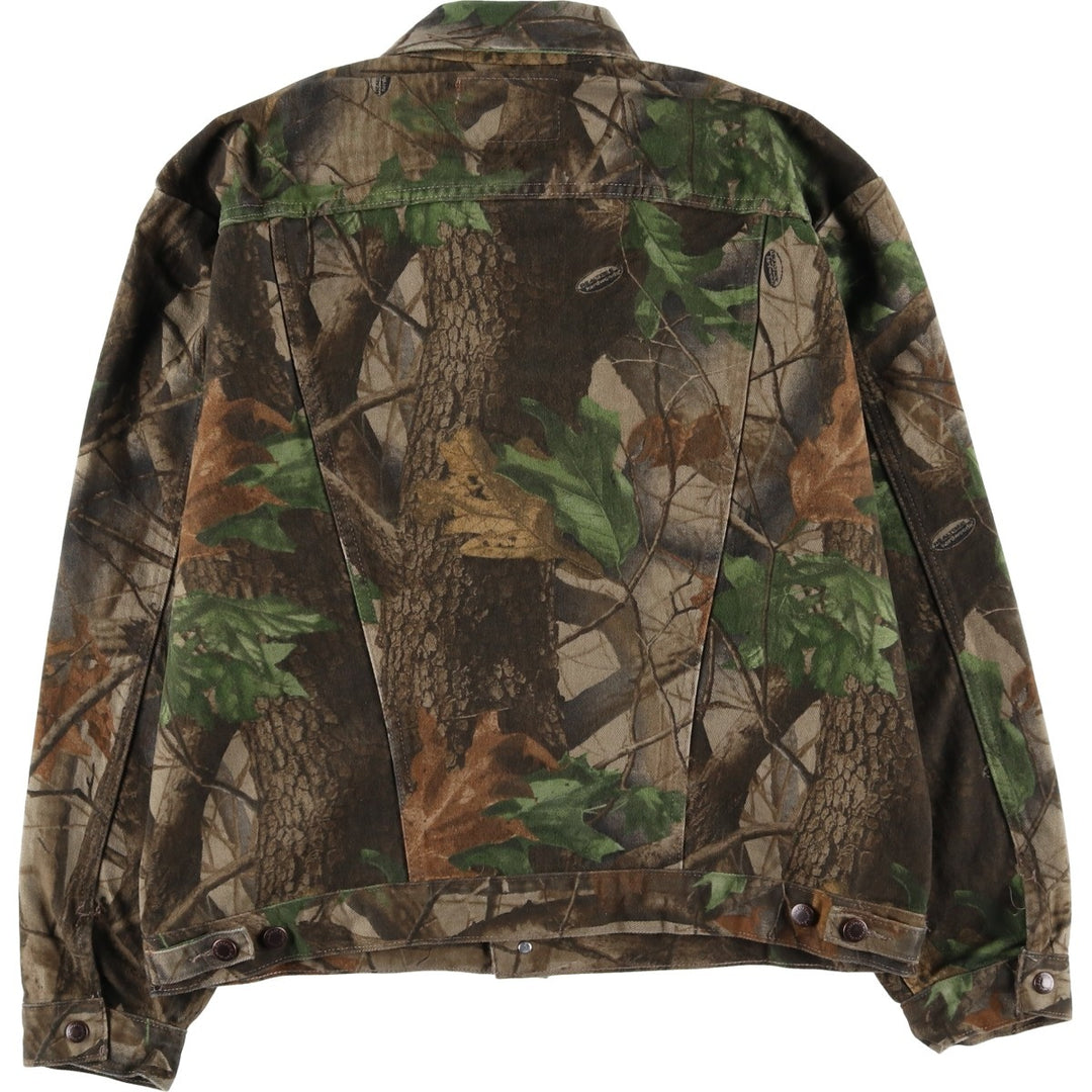 Wrangler Outdoor Gear Camouflage Pattern Realtree Camo Denim Jacket, Men's Size Large, Vintage cotton brown type Vintage Second Hand