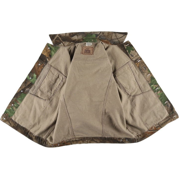 Wrangler Outdoor Gear Camouflage Pattern Realtree Camo Denim Jacket, Men's Size Large, Vintage cotton brown type Vintage Second Hand