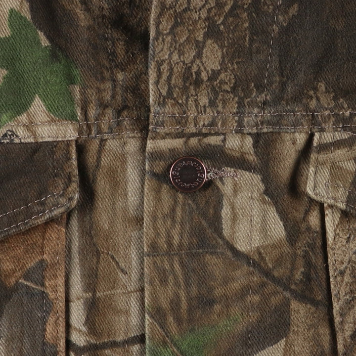 Wrangler Outdoor Gear Camouflage Pattern Realtree Camo Denim Jacket, Men's Size Large, Vintage cotton brown type Vintage Second Hand