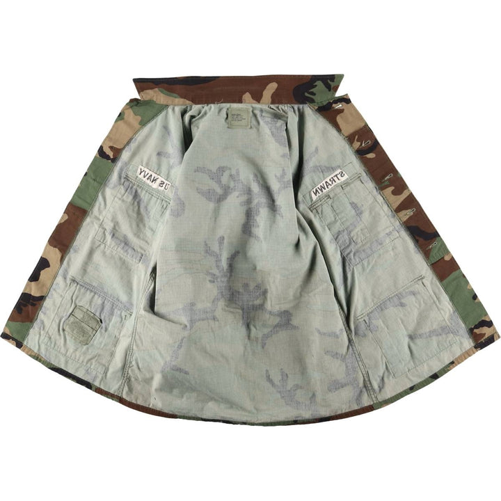 90'S Camouflage Woodland Camo Ripstop BDU Military Jacket, Made in USA, Medium Regular, Men's Size M Nylon Khaki type Vintage Second Hand