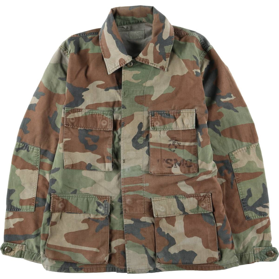 Camouflage Woodland Camo Stenciled BDU Military Jacket, Medium-Regular, Men's Size M unclear Khaki type Vintage Second Hand