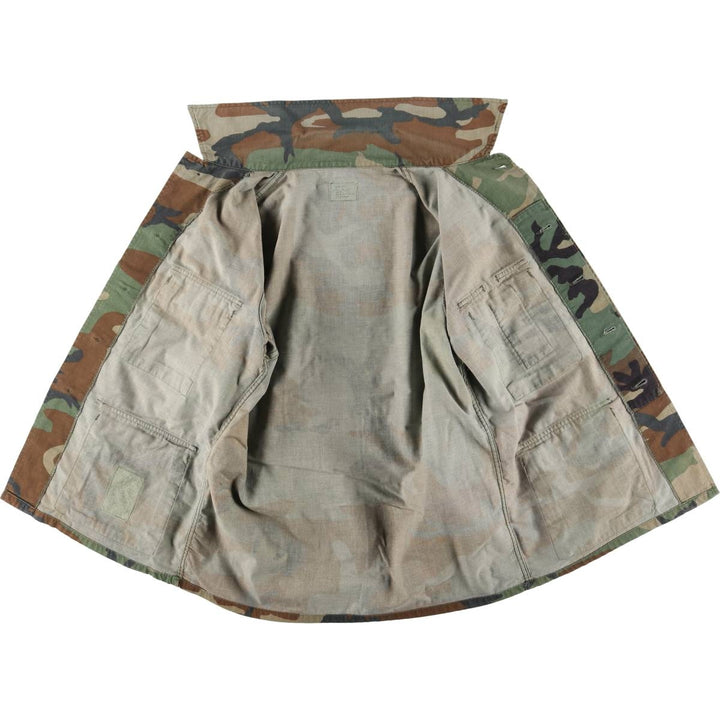 Camouflage Woodland Camo Stenciled BDU Military Jacket, Medium-Regular, Men's Size M unclear Khaki type Vintage Second Hand