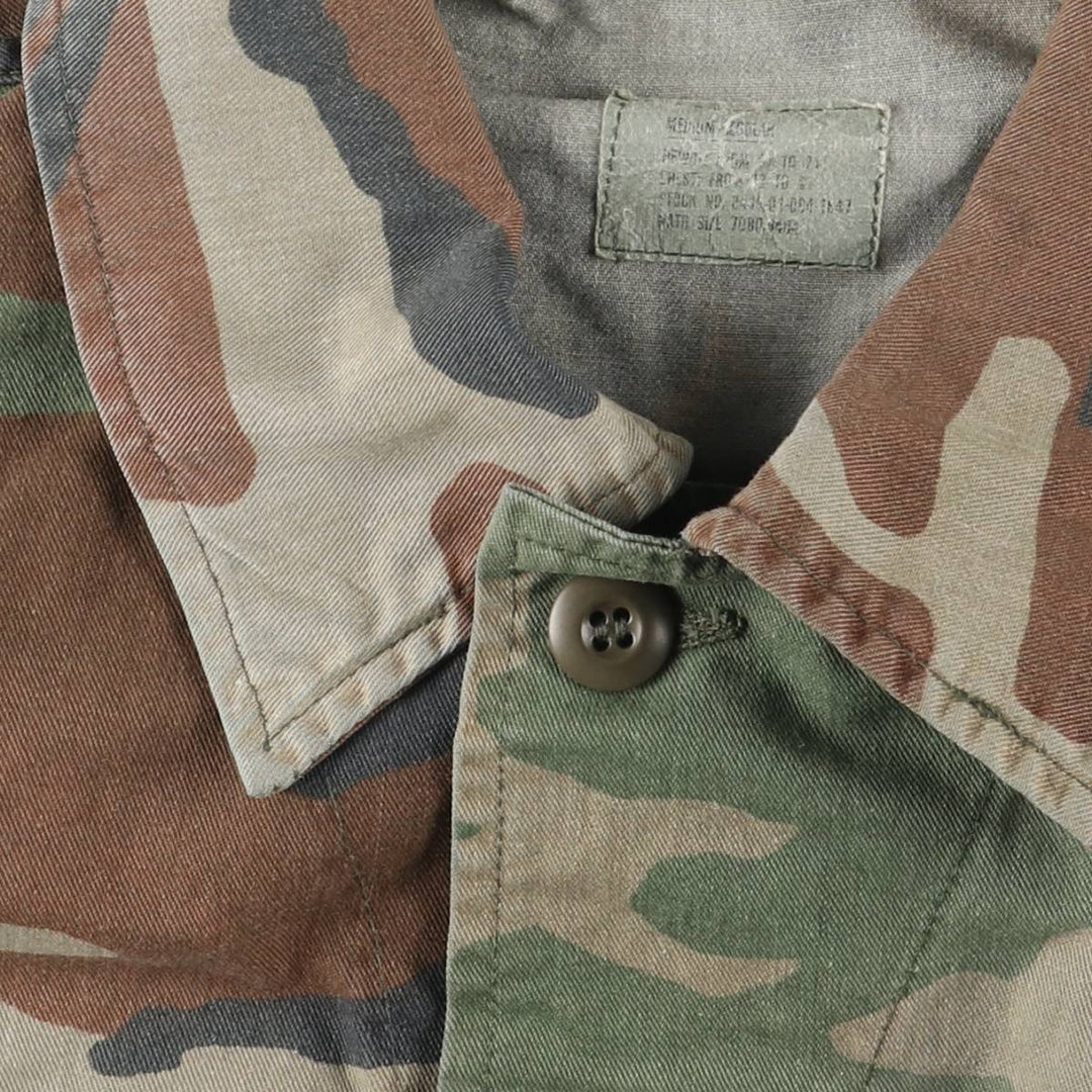 Camouflage Woodland Camo Stenciled BDU Military Jacket, Medium-Regular, Men's Size M unclear Khaki type Vintage Second Hand