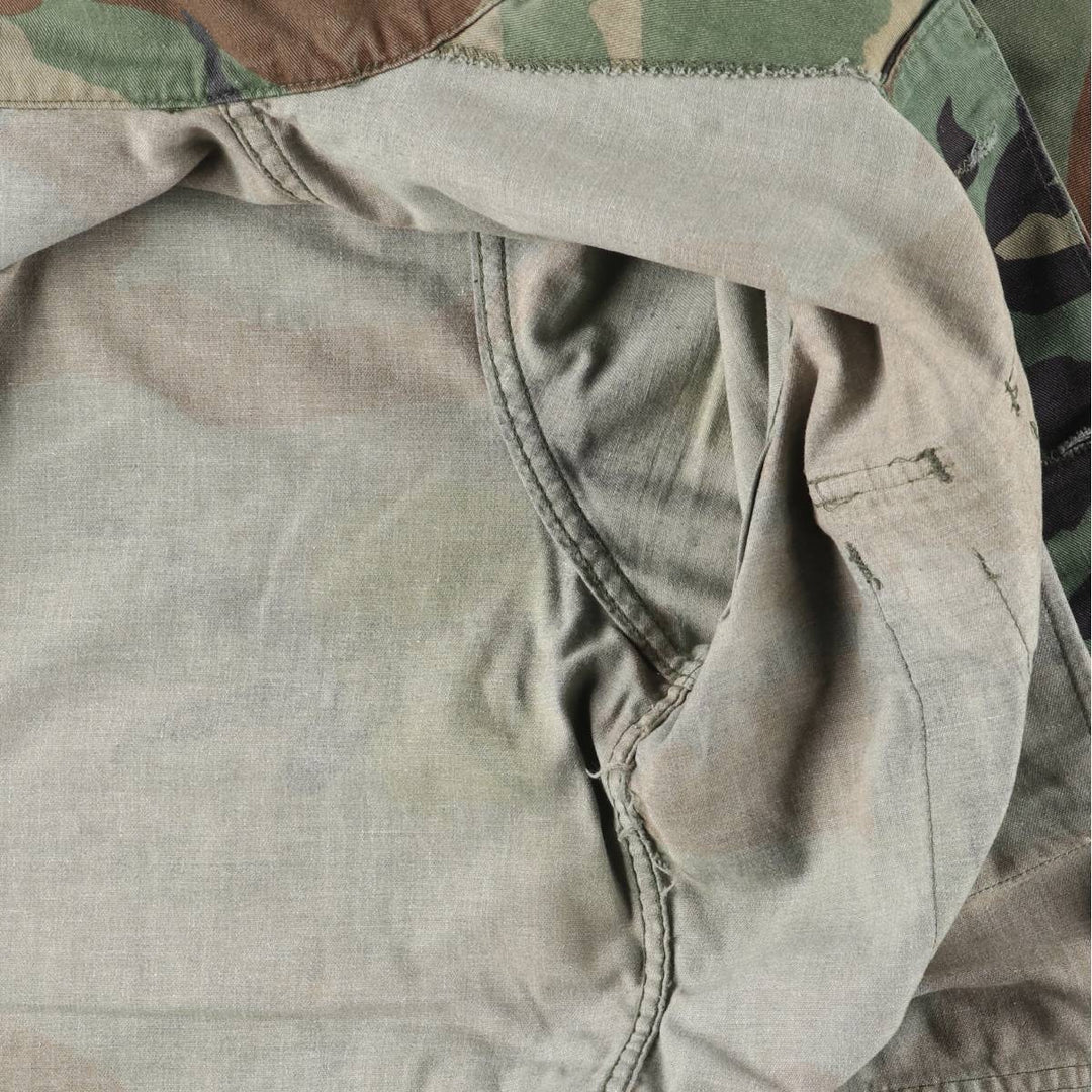 Camouflage Woodland Camo Stenciled BDU Military Jacket, Medium-Regular, Men's Size M unclear Khaki type Vintage Second Hand