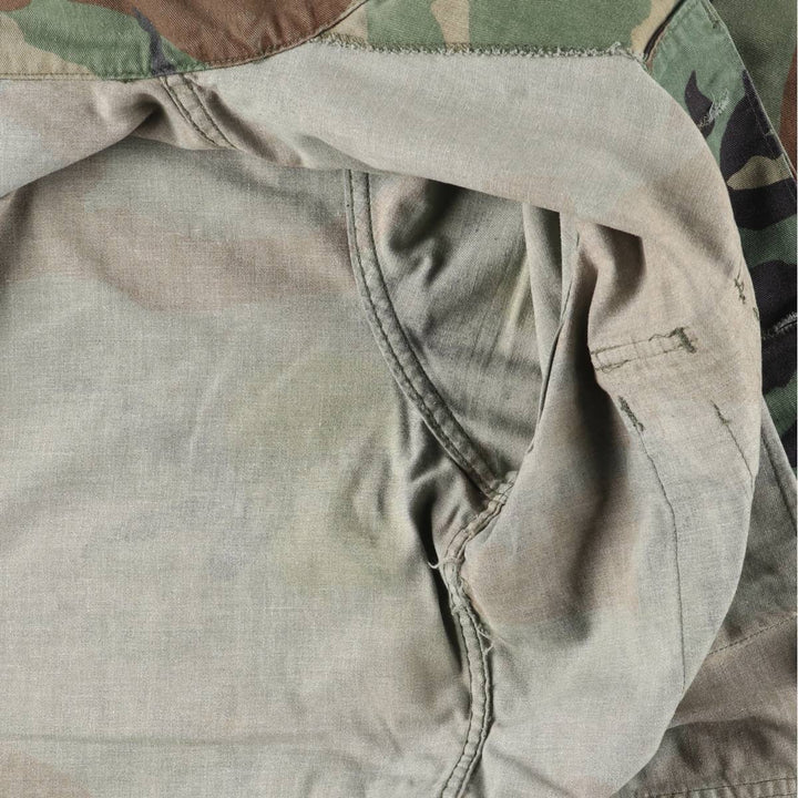 Camouflage Woodland Camo Stenciled BDU Military Jacket, Medium-Regular, Men's Size M unclear Khaki type Vintage Second Hand