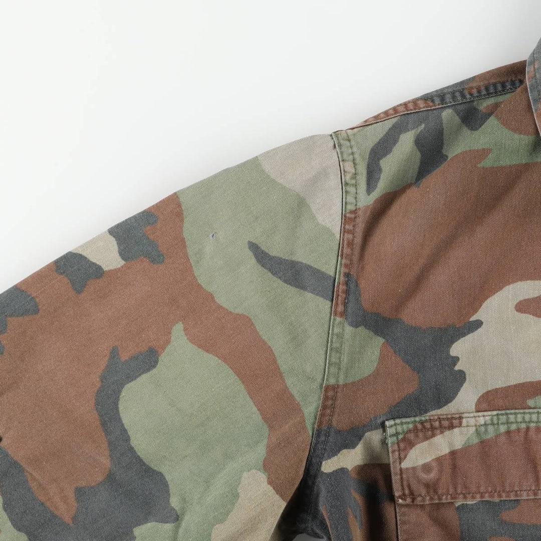 Camouflage Woodland Camo Stenciled BDU Military Jacket, Medium-Regular, Men's Size M unclear Khaki type Vintage Second Hand